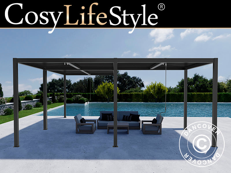 Bioklimatische Pergola Pavillon San Pablo Alu+, 3x3m, 3x5,8m, Schwarz, 2 Stk. - Dancover