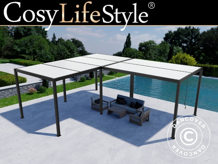 Bioklimatische Pergola Pavillon San Pablo Alu+, 3x4m, 4x5,8m, Schwarz/weiß, 2 Stk. - Dancover