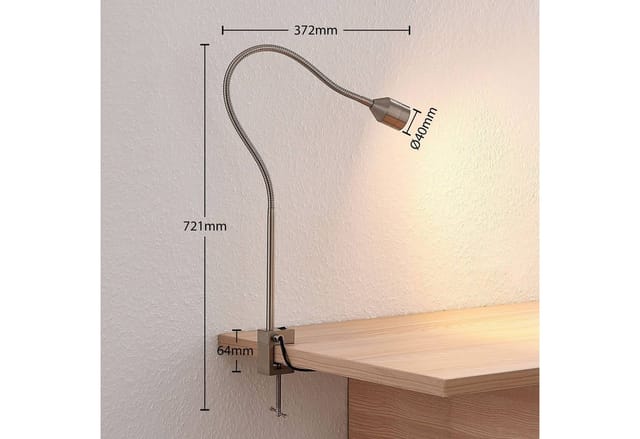 Klemmleuchte 'Hanilo' aus Aluminium für Arbeitszimmer & Büro von Lindby