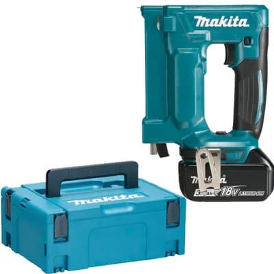 18 v Li-Ion 3 Ah 7 / 10 mm Makita Heftgerät - 2 Batterien, Ladegerät, Koffer - DST112RFJ