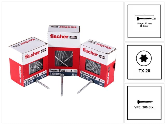 fischer Power-Fast II 4,0x50 PH blvz VG TX 200 200 Stk