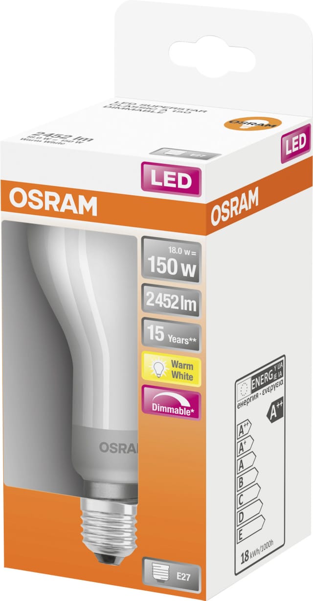 Osram - 4058075437326 led eek d (a - g) E27 Glühlampenform 18 w = 150 w Warmweiß (ø x l) 70 mm x 128 m