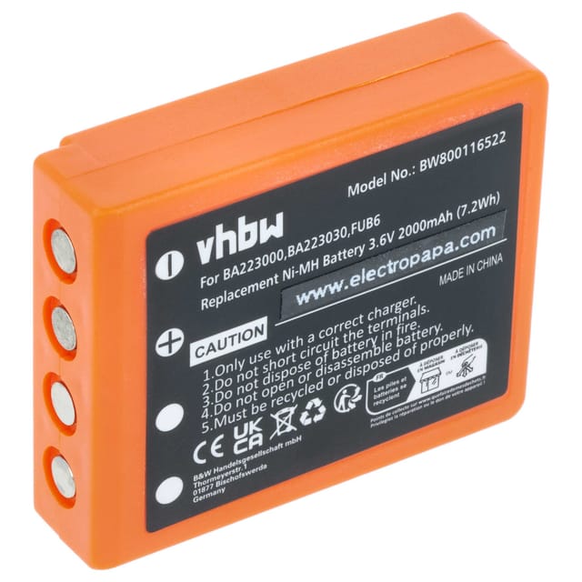 Vhbw - 1x Akku Ersatz für hbc FUA39, PM461523 für Industrie-Funkfernsteuerung Fernbedienung (2000 mAh, 3,6 v, NiMH)
