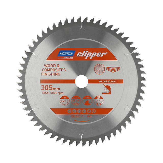 Hartmetallgeschliffene Klinge de 305 x 3,2/2,2 x 30 Z60 NORTON CLIPPER - 70184608124