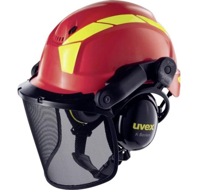 Uvex - Schutzhelm pheos forestry 9774 kurzer Schirm Drehrad rot