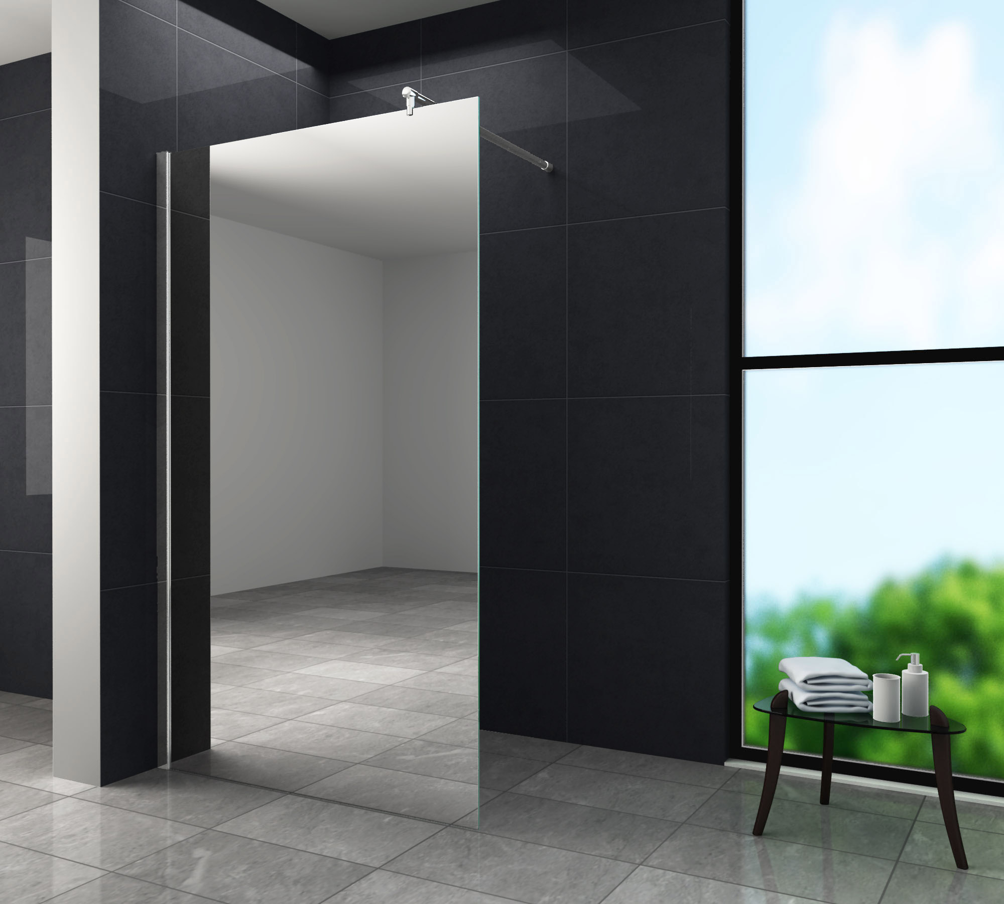 Duschwand Aquos-mirror 140 X 200 Cm - Verspiegelt