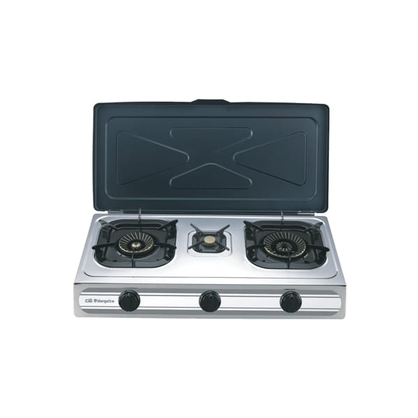 Edelstahl-Butankocher mit 3 Piezo-Brennern fo-3500 orbegozo