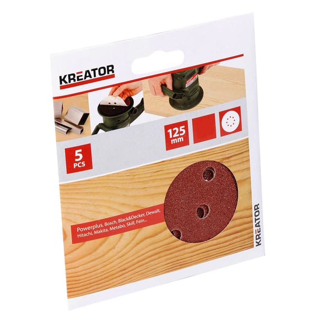 Satz mit 5 Klett-Schleifscheiben 125 mm G40 krt230503 Kreator