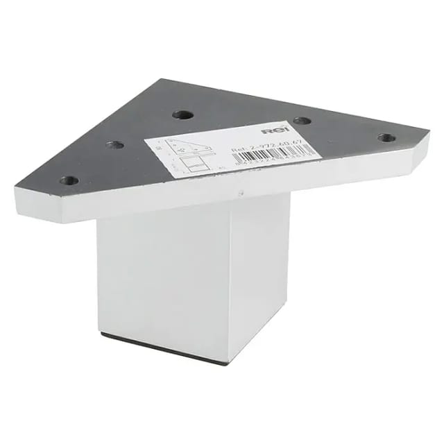 Quadratisches ABS-Eckbein in Aluminiumfarbe Mod.972. 4,2x4,2x6cm REI