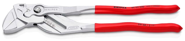 KNIPEX 86 03 300 SB Zangenschlüssel Zange und Schraubenschlüssel in einem Werkzeug mit Kunststoff überzogen verchromt 300 mm