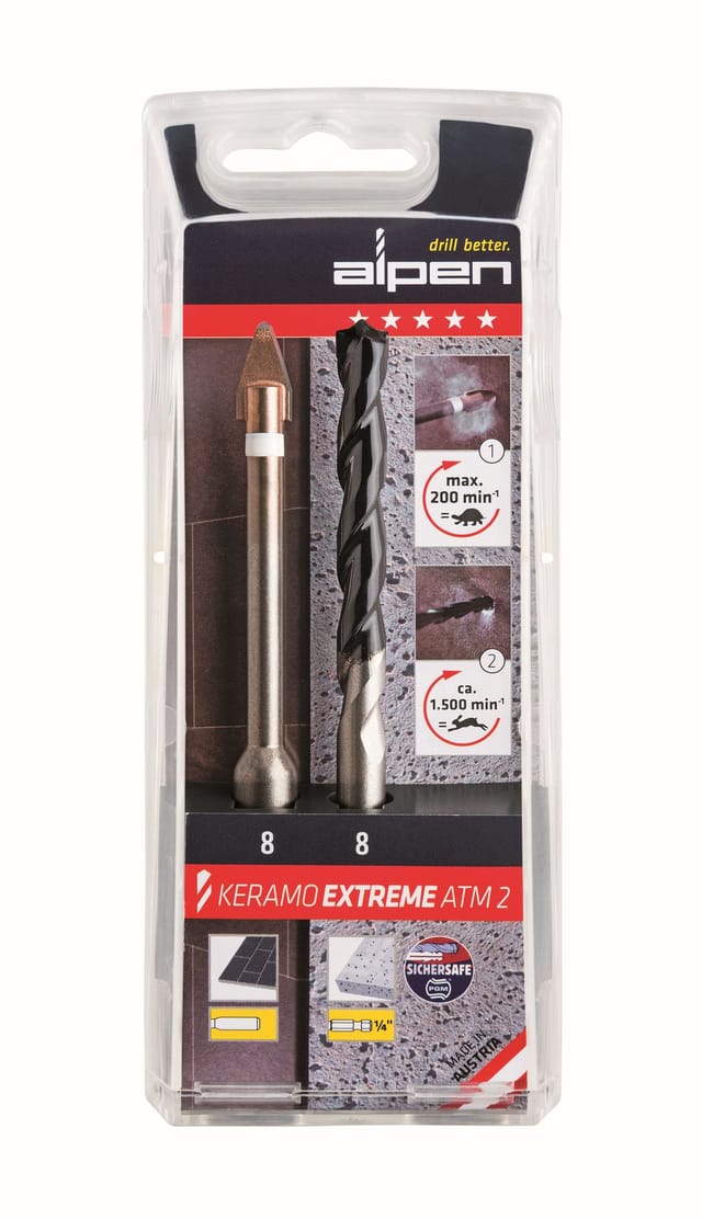 Keramo extreme ATM2 300062100 Glas- und Fliesenbohrer-Set 2teilig 6 mm 1/4' (6.3 mm), Zylinde - Alpen