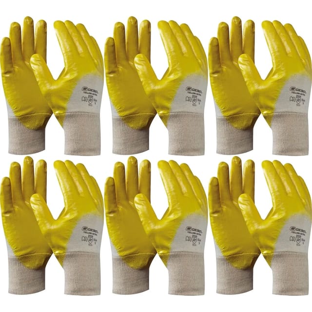 Baumwollhandschuhe mit Nitrilbeschichtung - Nitrilhandschuhe öl- und wasserresistent, Größe 10, xl - 6 Paar - Vasalat