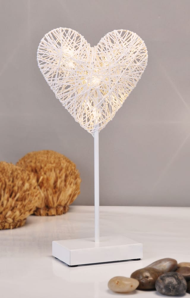 Spetebo - led Deko Herz warmweiß - 10 led - Metall Tischlampe mit Papierschirm - Deko Leuchte Herz Hochzeit Verlobung