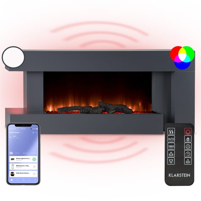 Klarstein - Studio Light & Fire 2 Smart Kamin 1000/2000w Mdf Wifi-steuerung