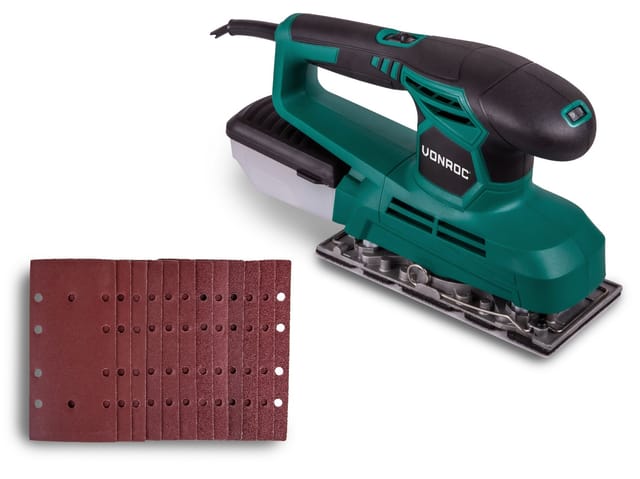 Schwingschleifer 240W - 90x187mm - Mit Staubsammelbehälter & 12 Stück Schleifpapier