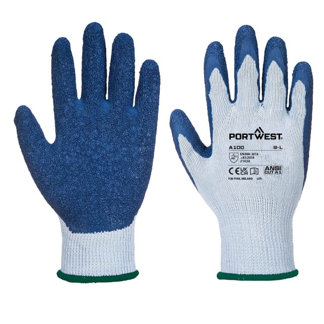 Latex-Beschichtete Handschuhe Grau/Blau S - Größe 7