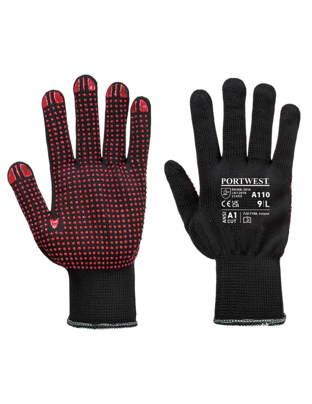 Polka Picots PVC schwarze Handschuhe XXS - Größe 5