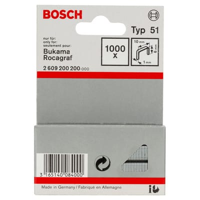 Flachdrahtklammer Typ 51, 10 x 1 x 6 mm -2609200200 - Bosch