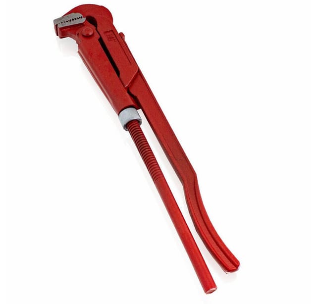 1,5 Zoll Eckrohrzange Rohrzange Wasserpumpenzange Klempner Zange abgewinkelt 90° (1,5 ') - Bituxx
