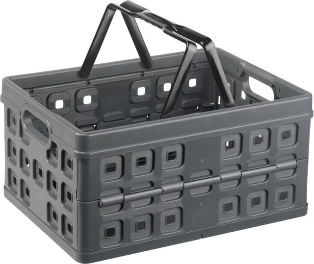 Sunware - Klappbox Square 32 l anthrazit/schwarz Einkaufsbox Einkaufskorb mit Griffen