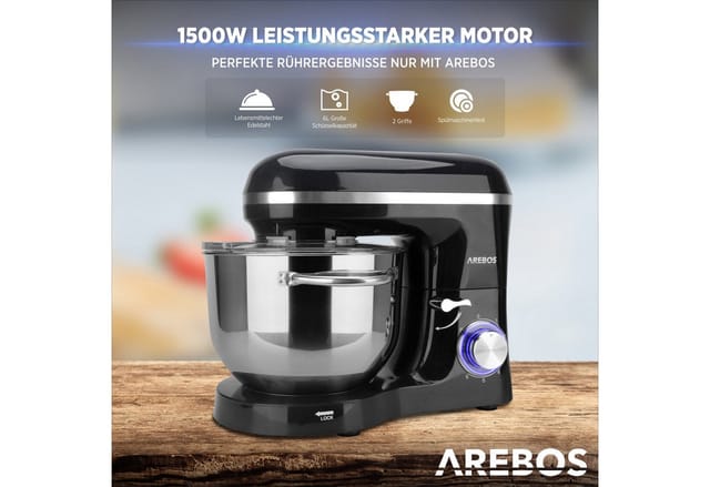 Arebos - Küchenmaschine Knetmaschine Teigmaschine Rührmaschine Direktantrieb