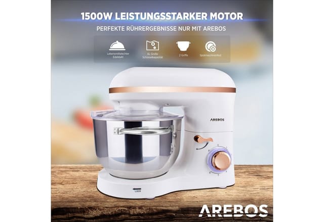 Küchenmaschine Knetmaschine Teigmaschine Rührmaschine Direktantrieb - Arebos