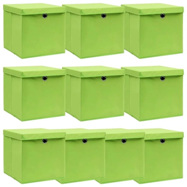 Aufbewahrungsboxen mit Deckeln 10 Stk. Grün 32x32x32 cm Stoff Vidaxl