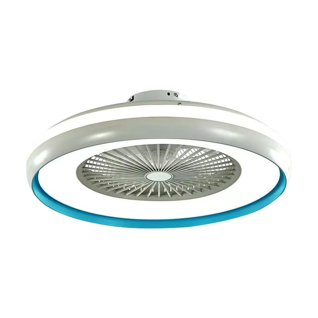 Decken Ventilator mit Fernbedienung Wohnzimmer Lüfter Kühler weiß, blau, CCT-Schaltung, 3 Geschwindigkeiten Timer, 132 cm