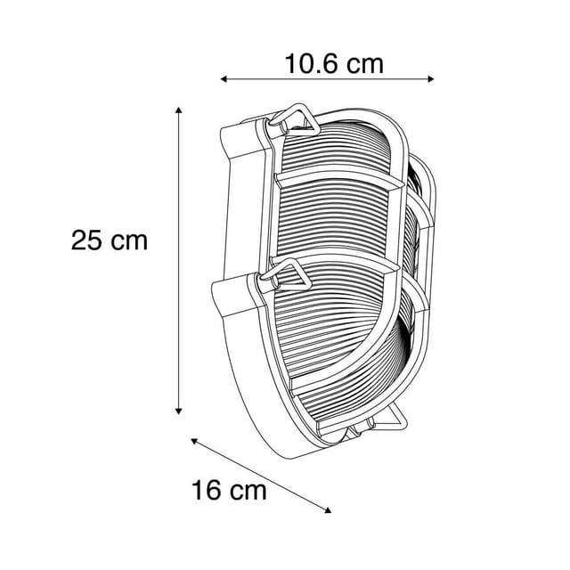 Industrielle Wand- und Deckenleuchte schwarz oval IP44 - Noutica