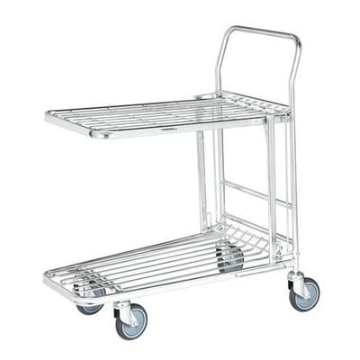 Kongamek Einkaufswagen mit 2 Böden klappbar 860x530x1010mm Gummi 300kg Tragkraft ohne Bremse