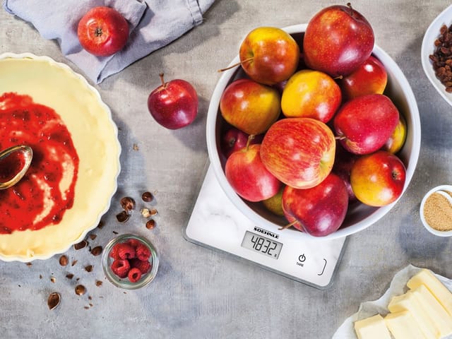 Page Compact 300 Marble, digitale Küchenwaage mit Marmormuster, Gewicht bis zu 5 kg, Haushaltswaage mit patentierter Sensor-Touch-Funktion,