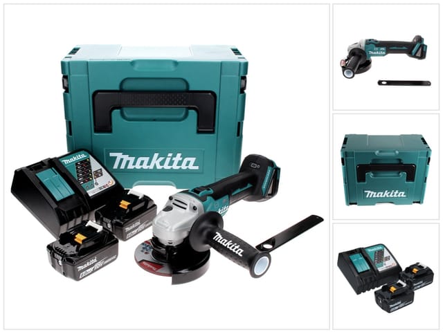 Dga 506 rgj Akku Winkelschleifer 18 v 125 mm Brushless + 2x Akku 6,0 Ah + Ladegerät + Makpac - Makita