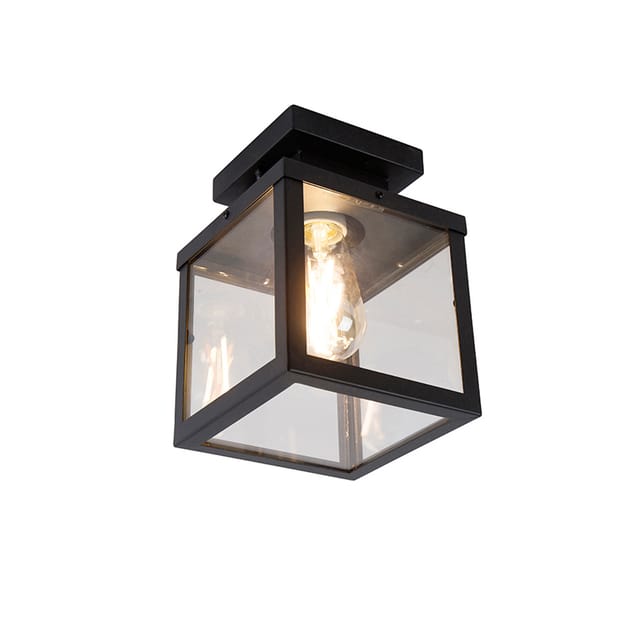 Qazqa - Industrielle Smart Outdoor Deckenleuchte schwarz inkl. ST64 Wifi - Rotterdam