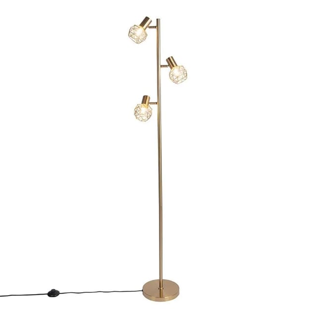 Design Stehleuchte Gold 3-Licht verstellbar - Mesh