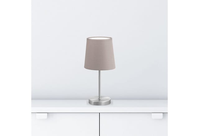 Nachttischlampe mit Kabelschalter, E14 Fassung, Lampenschirm aus Stoff, Tischlampe, Lampe, Schreibtischlampe, Tischleuchte, Bürolampe,30,8x10cm, Taupe