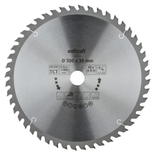 Wolfcraft - Kreissägeblatt ø 300 mm Bohrung ø 30 mm 48 Zähne Kreissägeblatt