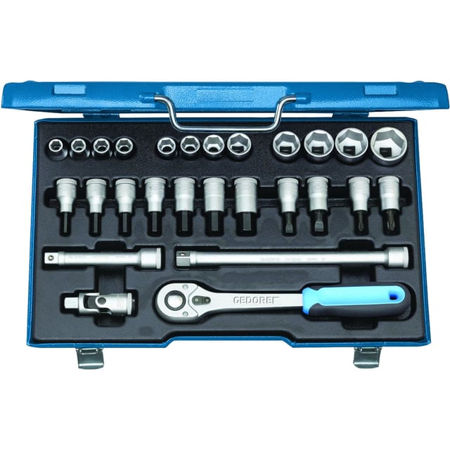 Gedore - Steckschlüssel-Satz 1/2' 27-tlg 6-kant 10-30mm, 19 IMU-10, 6139750