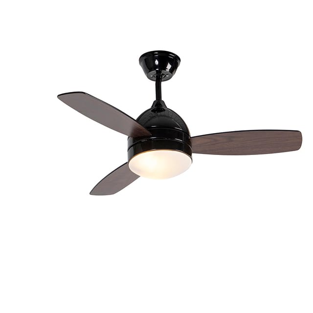 Deckenventilator schwarz mit Holzaufdruck 96cm mit Fernbedienung - Rotar