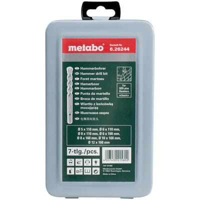 Metabo - SDS-plus Classic-Bohrersatz 7-teilig ø 5, 6, 8 mm, L=110 mm / ø 6, 8, 10, 12 mm