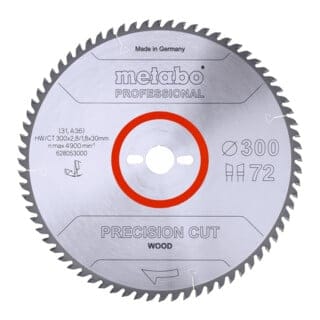Sägeblatt precision cut wood - professional 300x2,8/1,8x30, Z72, Spanwinkel 10°, Wechselzahn - Metabo