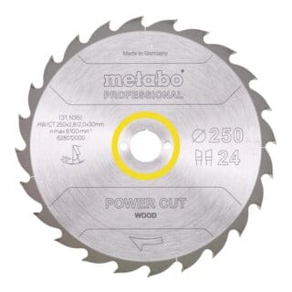 Sägeblatt 'power cut wood - professional', 250x2,8/2,0x30, Z24 wz 25° - Metabo