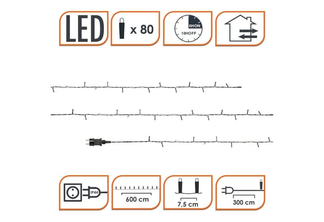 Spetebo - led Weihnachts Lichterkette bunt - 80 led / 9 m - Deko Beleuchtung für Außen