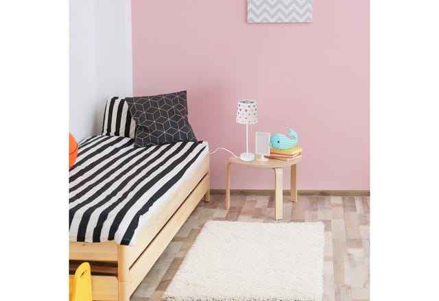 Nachttischlampe Kinder, Herzen, Stoff Lampenschirm, für Baby und Kind, Kinderlampe HxD: 43 x 16 cm, rosa-weiß - Relaxdays