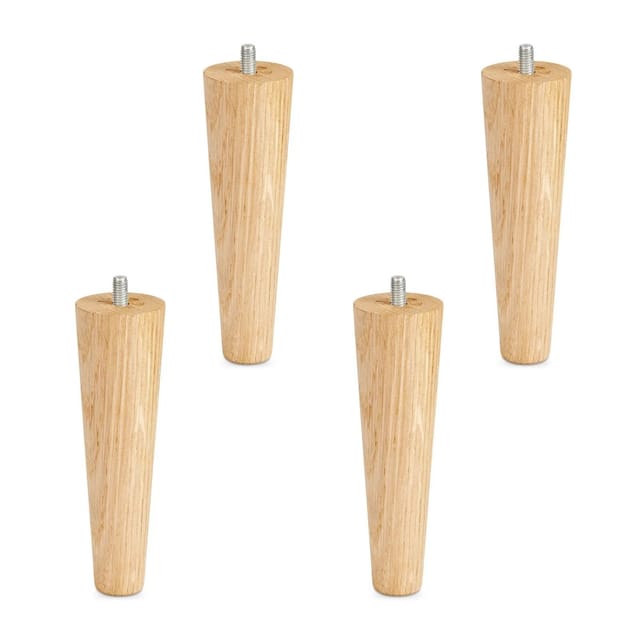 4 Stück Möbelfüße Eiche massiv ø 45 / 25 mm Höhe 150 mm