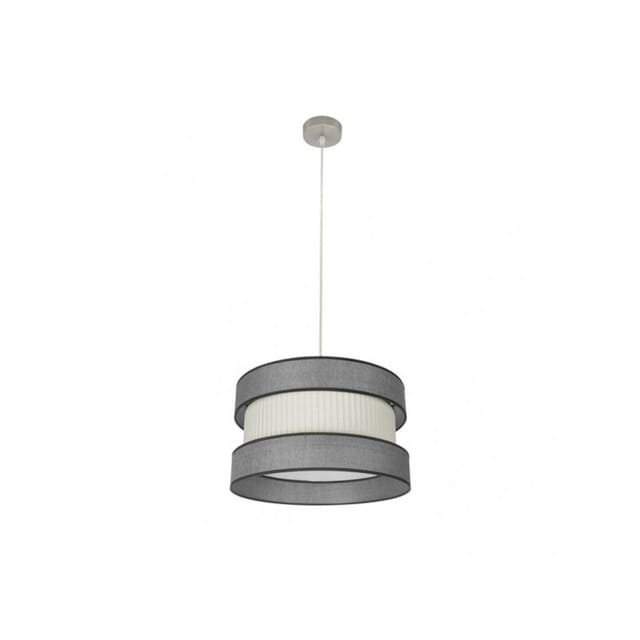 Fabrilamp - Hängeleuchte Modell home Nickel mit grau-beigem Lampenschirm