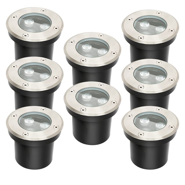 8x 3W Bodenleuchte IP67 led Leuchte Bodeneinbaustrahler Bodenstrahler Boden