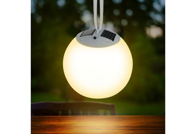 Spetebo - Premium Solar led Hängeleuchte - 20 cm / 4 led warm weiß - Garten Leucht Kugel Lampe
