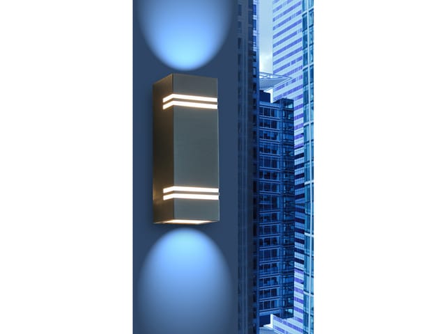 Lutec - Edelstahl led Außenwandleuchte stripes, Fassadenbeleuchtung, Up & Downlight