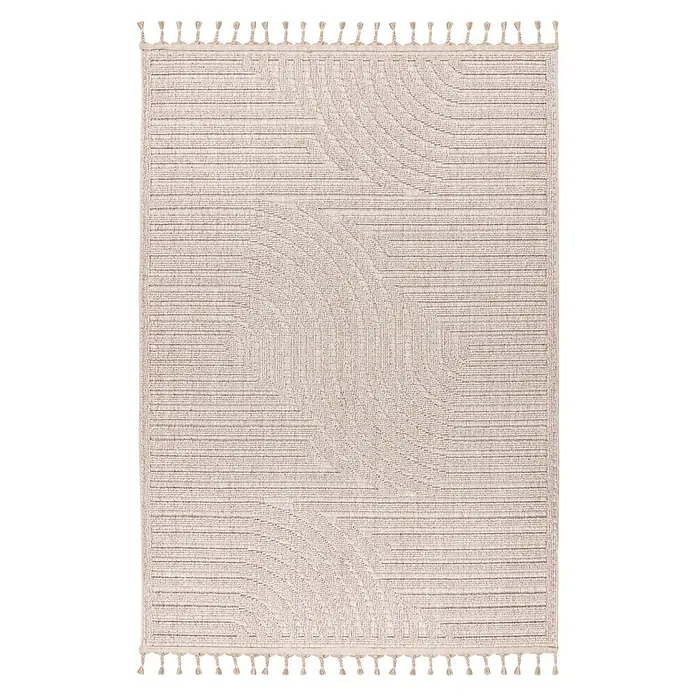 Kayoom Fransenteppich Reef 225 (Beige, 150 x 80 cm, 100 % Polypropylen)