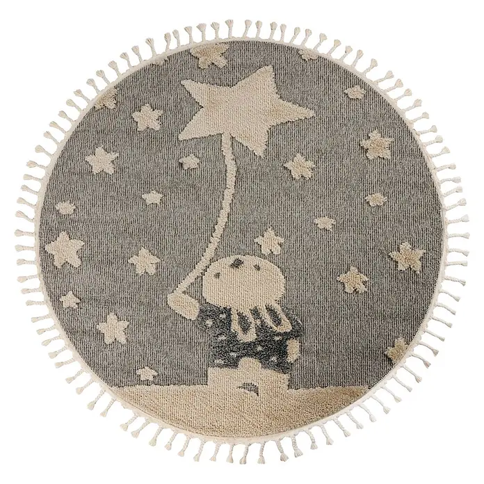 Kayoom Kinderteppich Modena 418 (Grau, Durchmesser: 133 cm, 100 % Polypropylen)